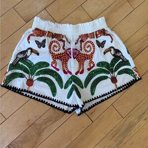 Queen of sparkles White & Black Trim Safari Short Women Shorts